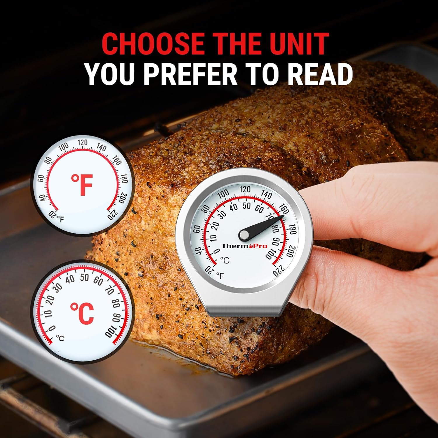 ThermoPro - thermomètre à viande inox - analogique - précision cuisson APT418