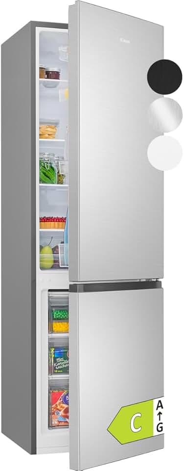 Bomann - KG7353 - réfrigérateur-congélateur 55cm, 268L, éclairage LED, inox