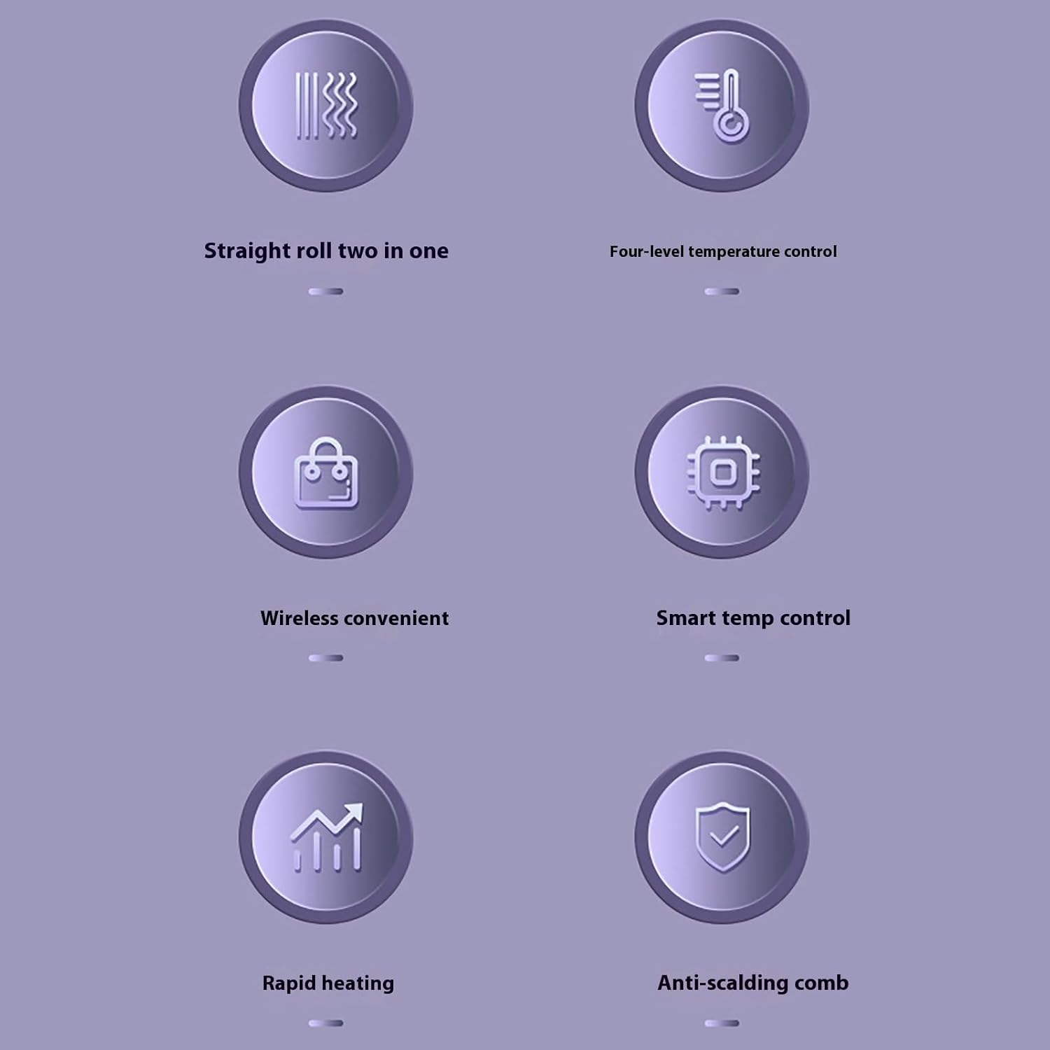 Brosse chauffante cheveux courts - 3 niveaux, LED, USB rechargeable, portable