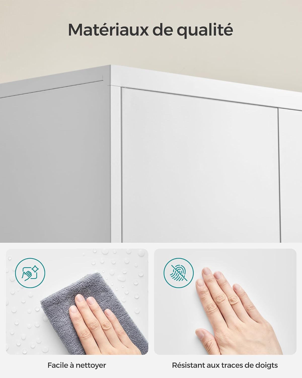 SONGMICS - meuble bureau acier, 5 niveaux, 40x80x180 cm, portes doubles, OMC015W01