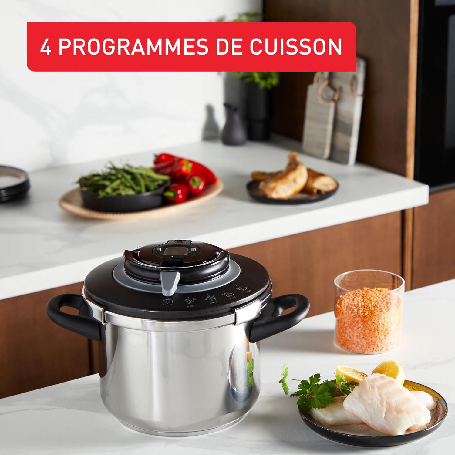 SEB - Clipso+ Chef - 10L - cocotte-minute induction, 4 programmes, ouverture facile - P4551500