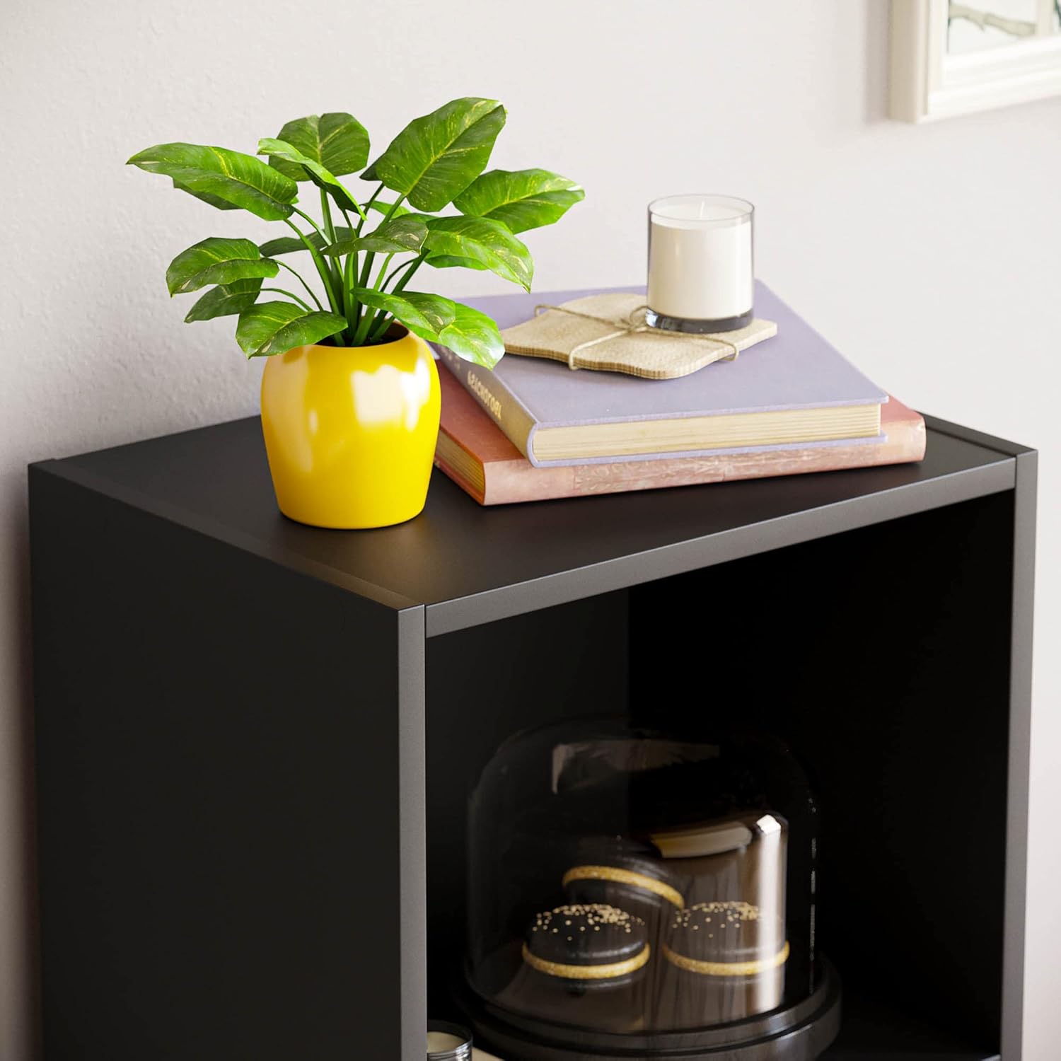 Vida Designs - Oxford série - 80x32x24cm - Bibliothèque 3 niveaux moderne, rangement compact noir