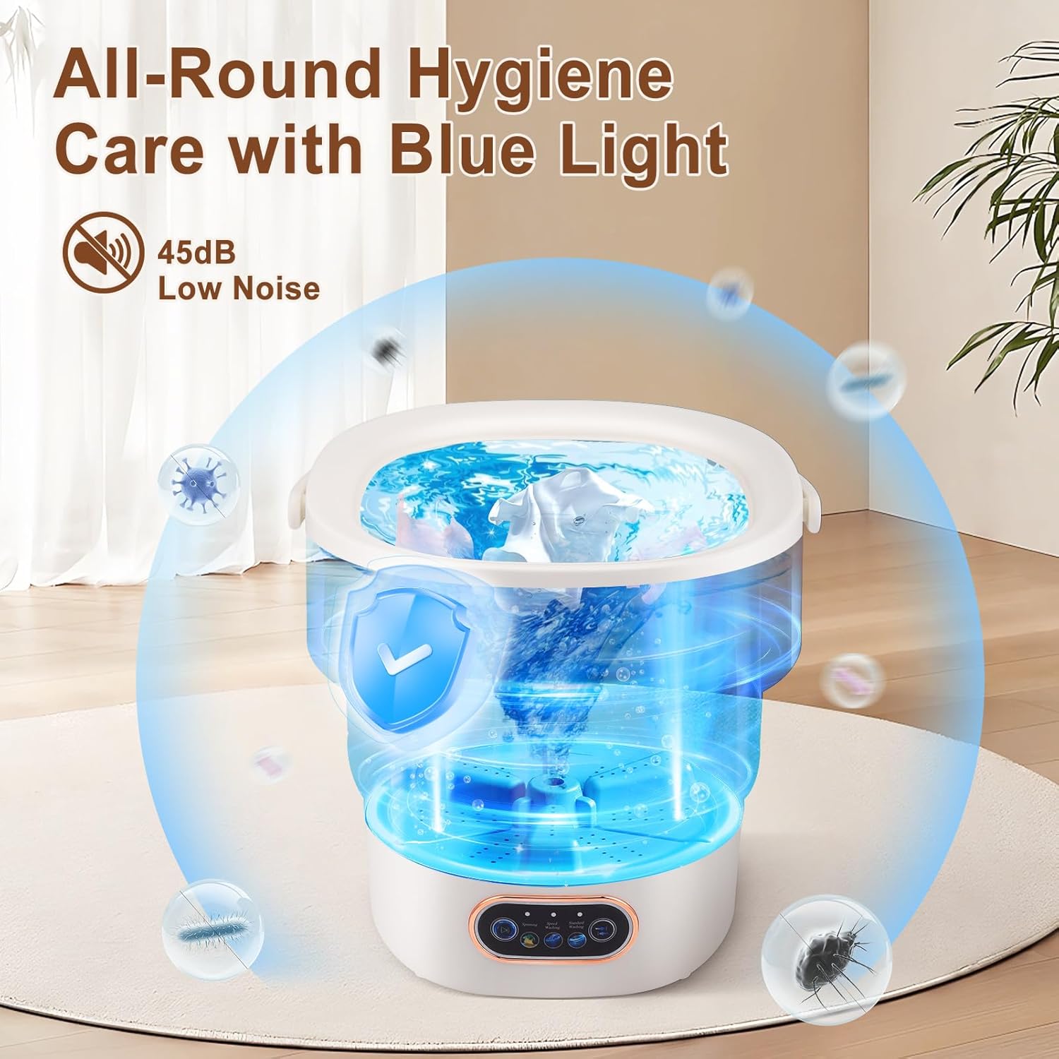 Mini machine à laver - 15L - pliable, essorage rapide, compacte