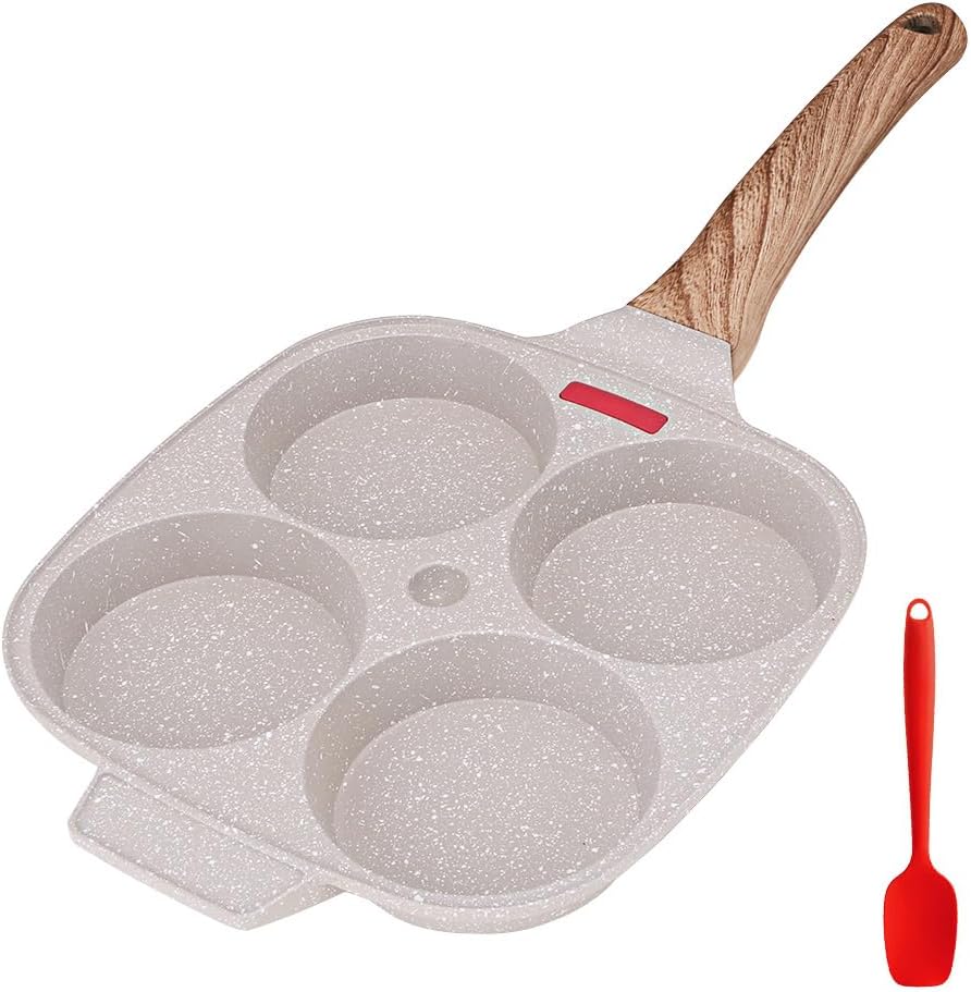 Poêle à pancakes - 4 emplacements - aluminium antiadhésif - blanc