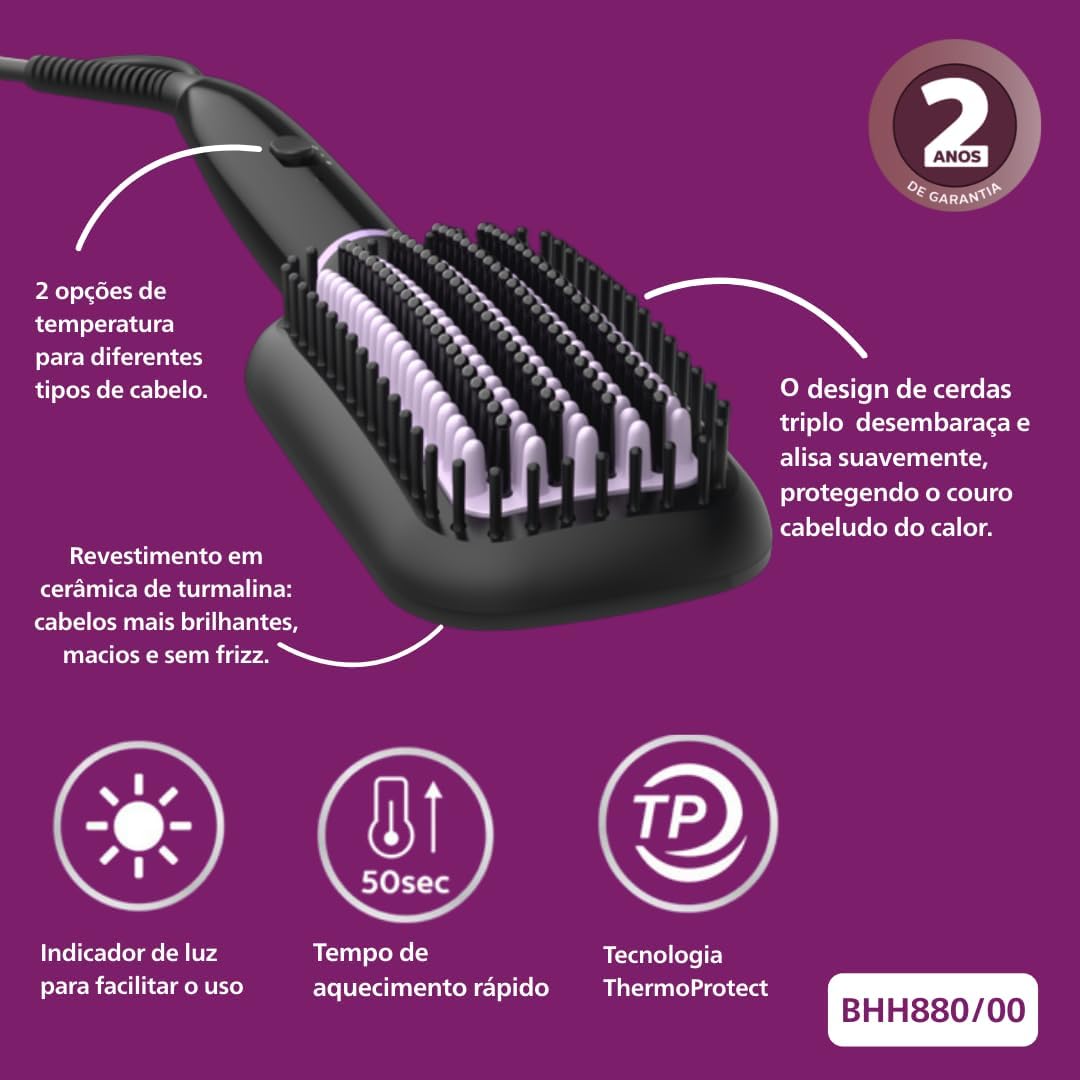 Philips - brosse lissante StyleCare Essential - large zone - céramique tourmaline, ThermoProtect - BHH880/00