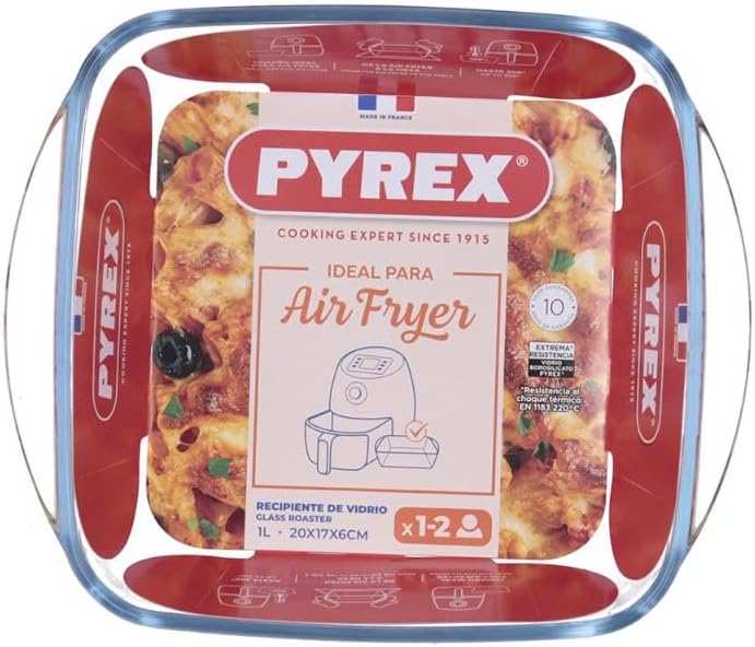Pyrex - Airfryer carré - 20x17 cm - verre transparent 1L