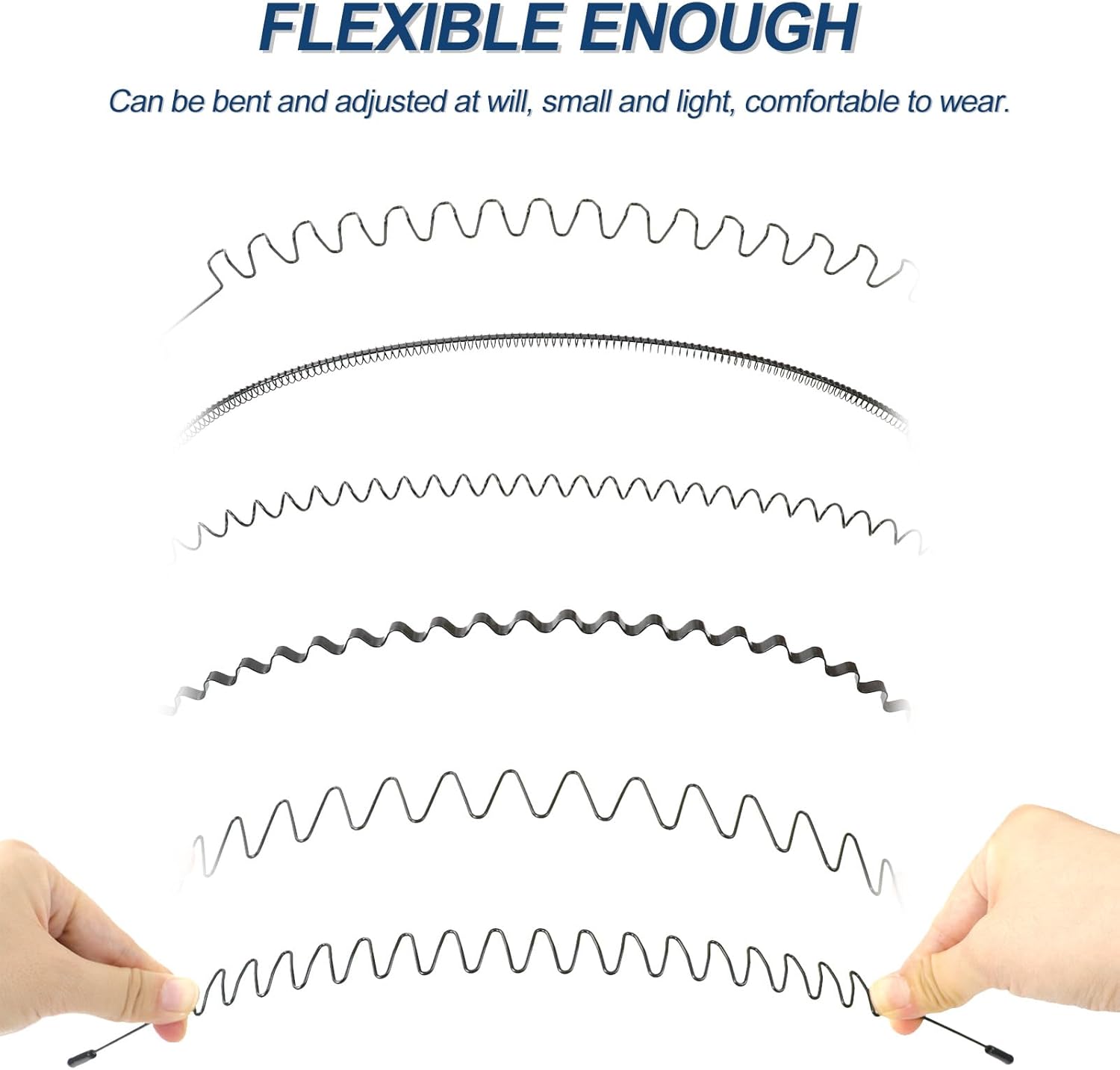 Serre-tête homme - lot de 6 - métal ondulé, élastique, antidérapant, sport