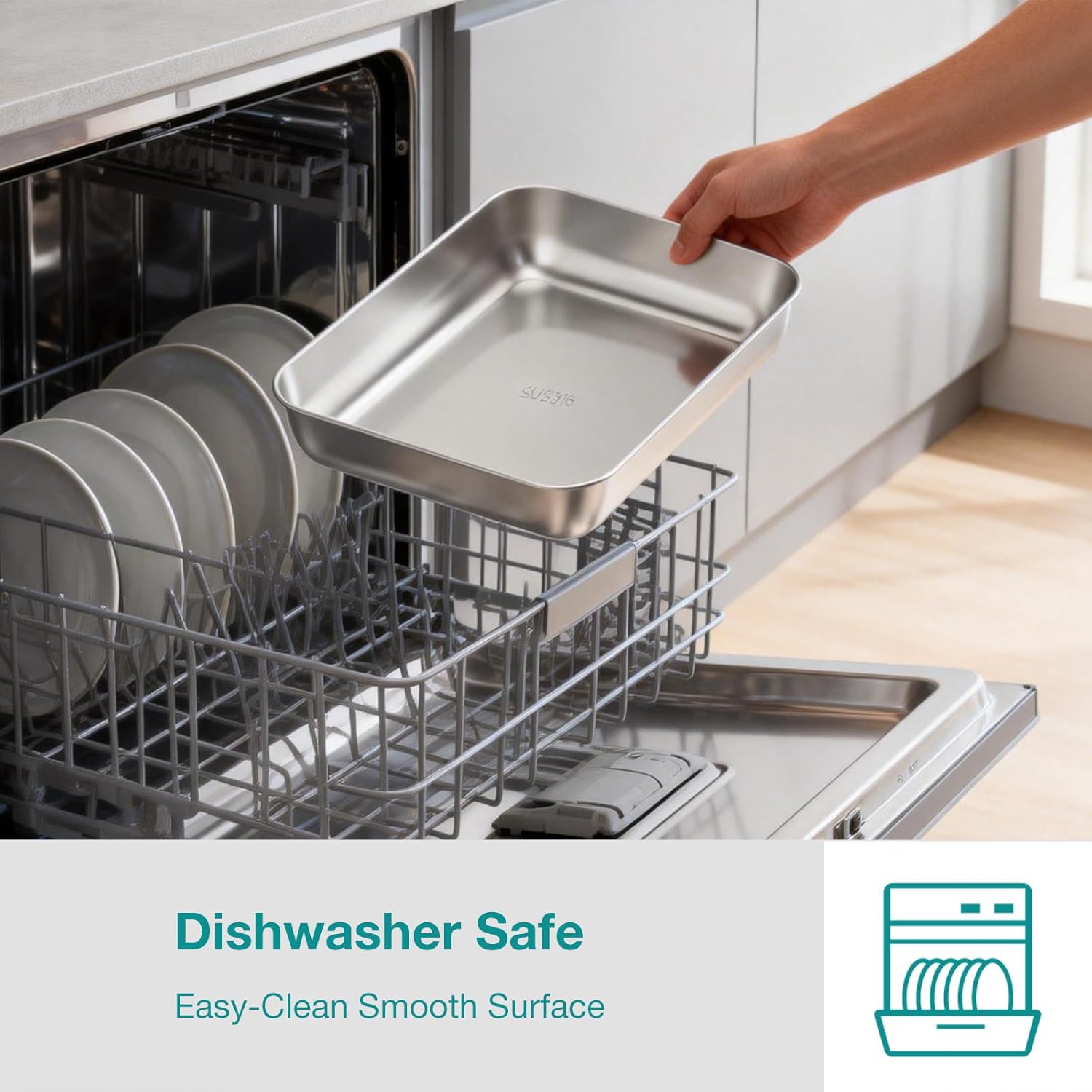 VINATO - Plateaux inox rectangulaires x3 - 25.5x20x4.5 cm - conservation alimentaire, cuisson, service