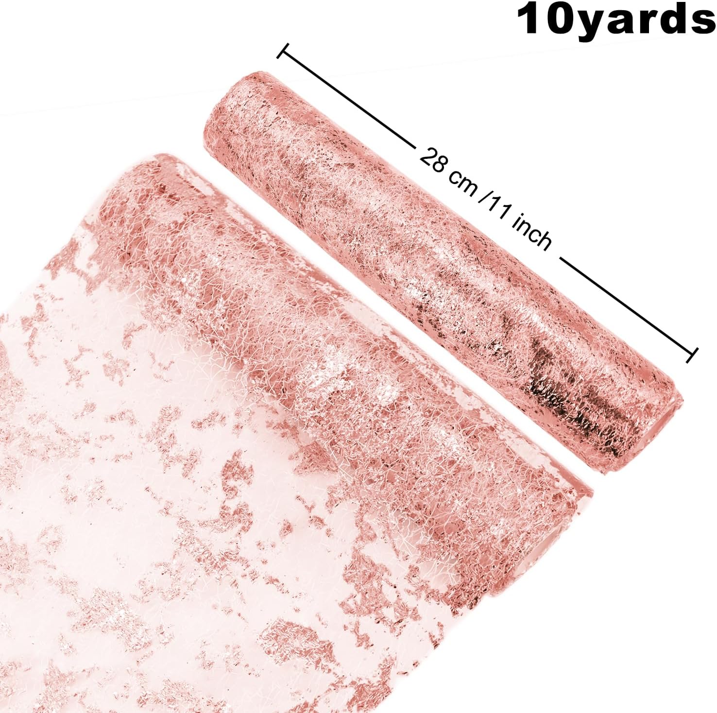 Chemin de table polyester - filet feuille or rose - 28cm x 10m – décor fête