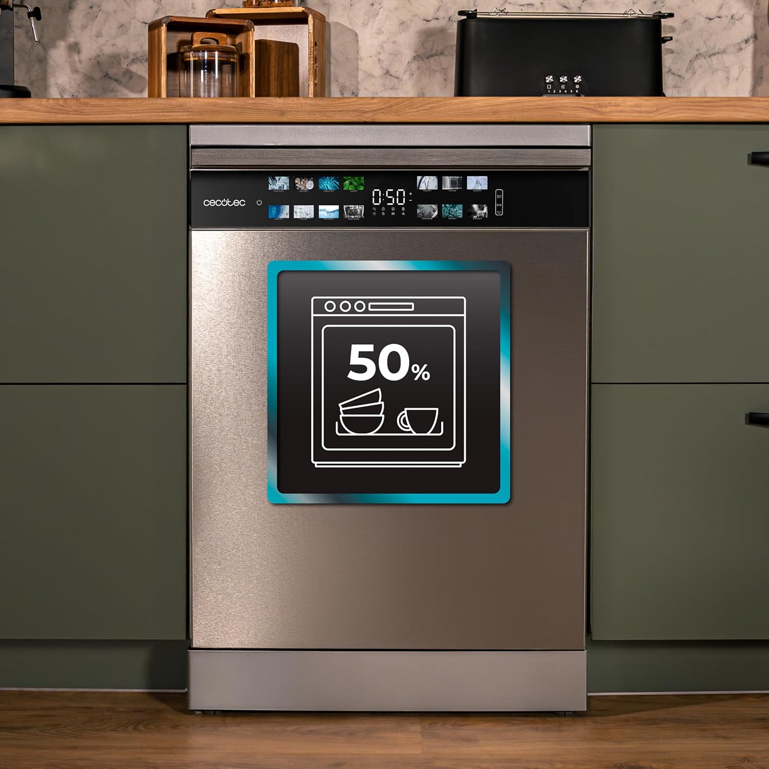 Cecotec - Bolero Aguazero 6700 - 60cm - inox, 15 couverts, classe B, moteur Inverter Plus, Turbo Dry+, 6700