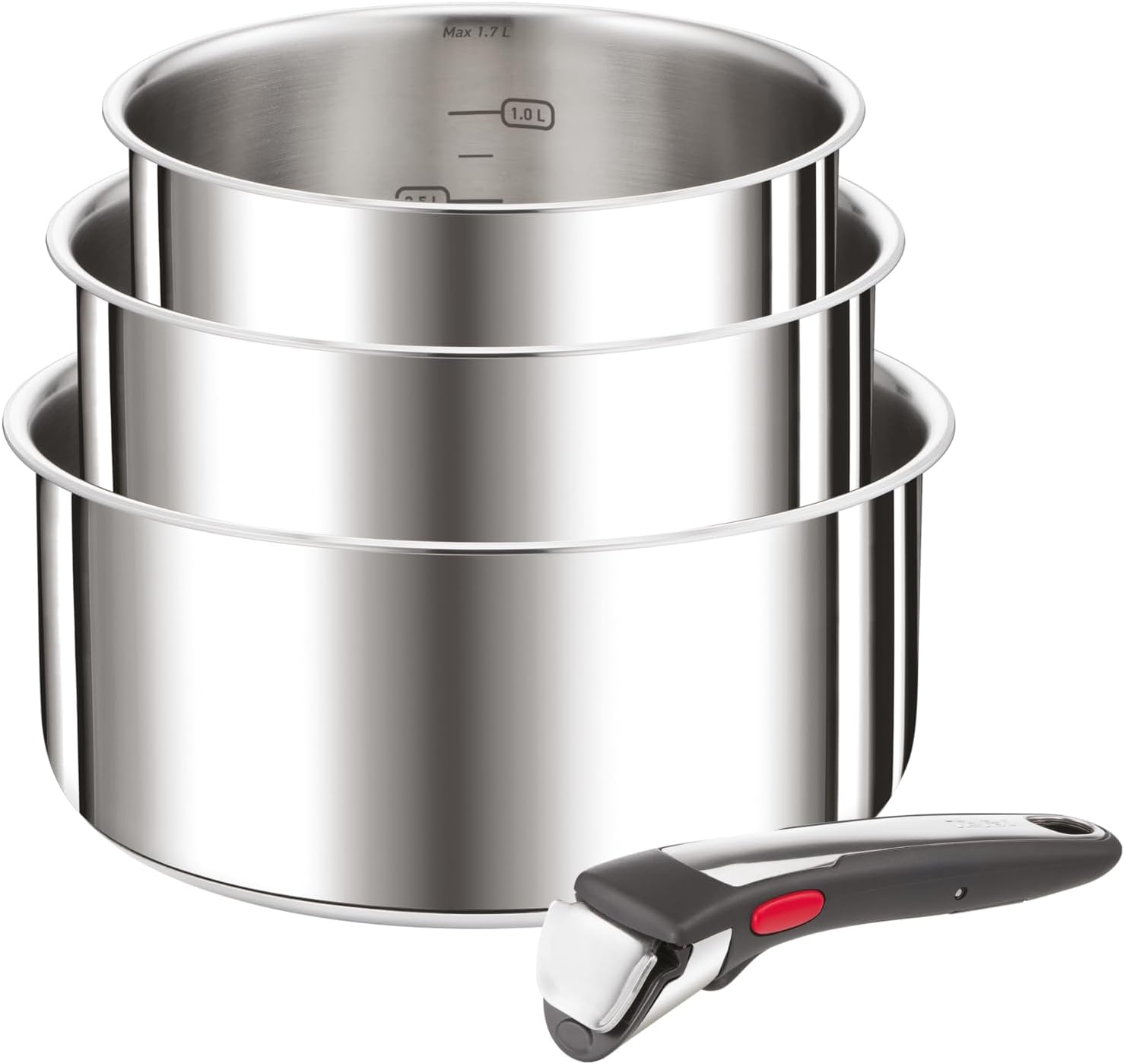 Tefal - Ingenio Preference On - 16/18/20 cm - inox, induction, poignée amovible, empilable, gain de place L898S334