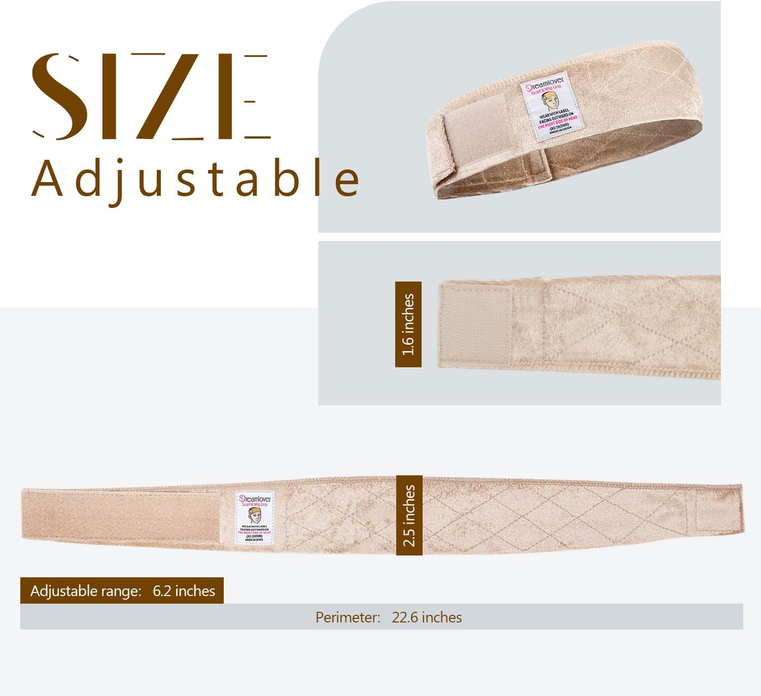 Dreamlover - Bandeaux velours pour perruque femme, 2 pièces, nude