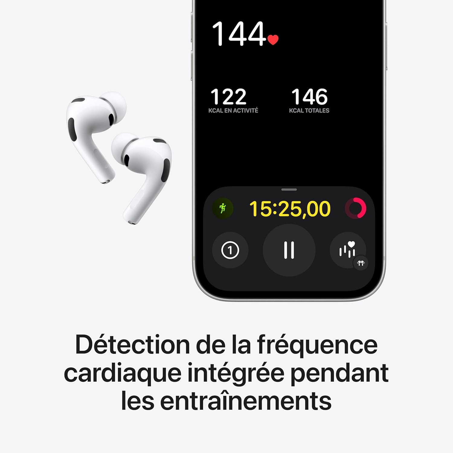 Apple - AirPods Pro 3 - écouteurs sans fil, ANC, détection cardiaque, audio spatial, USB-C
