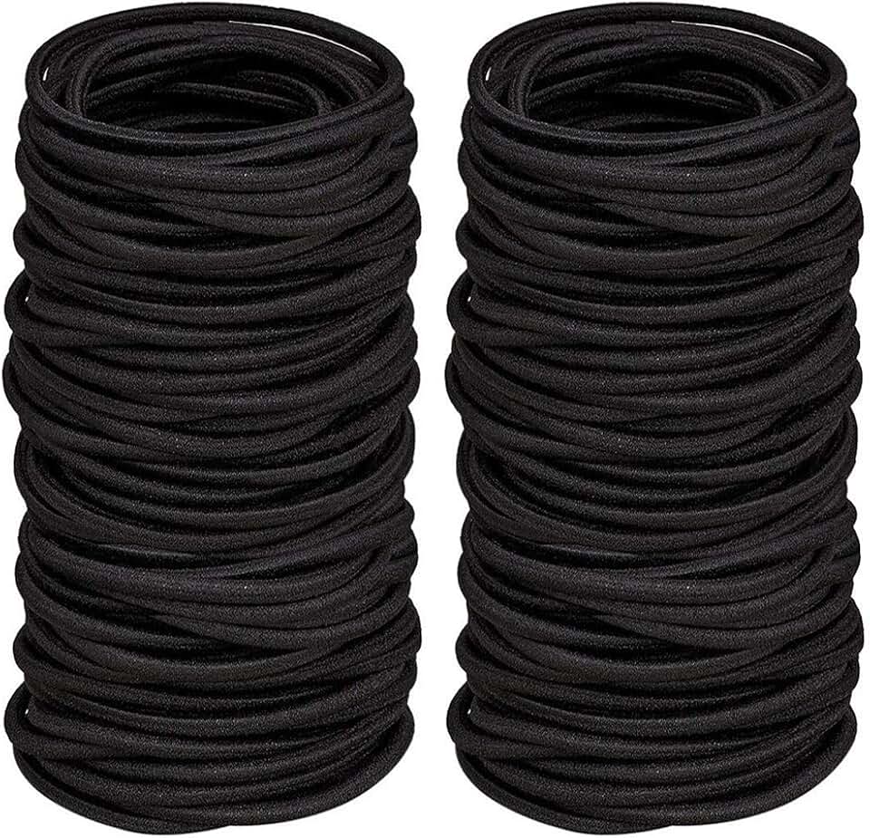 Liens de cheveux – lot de 100 – 2mm – élastiques noirs mini, enfants et mariages