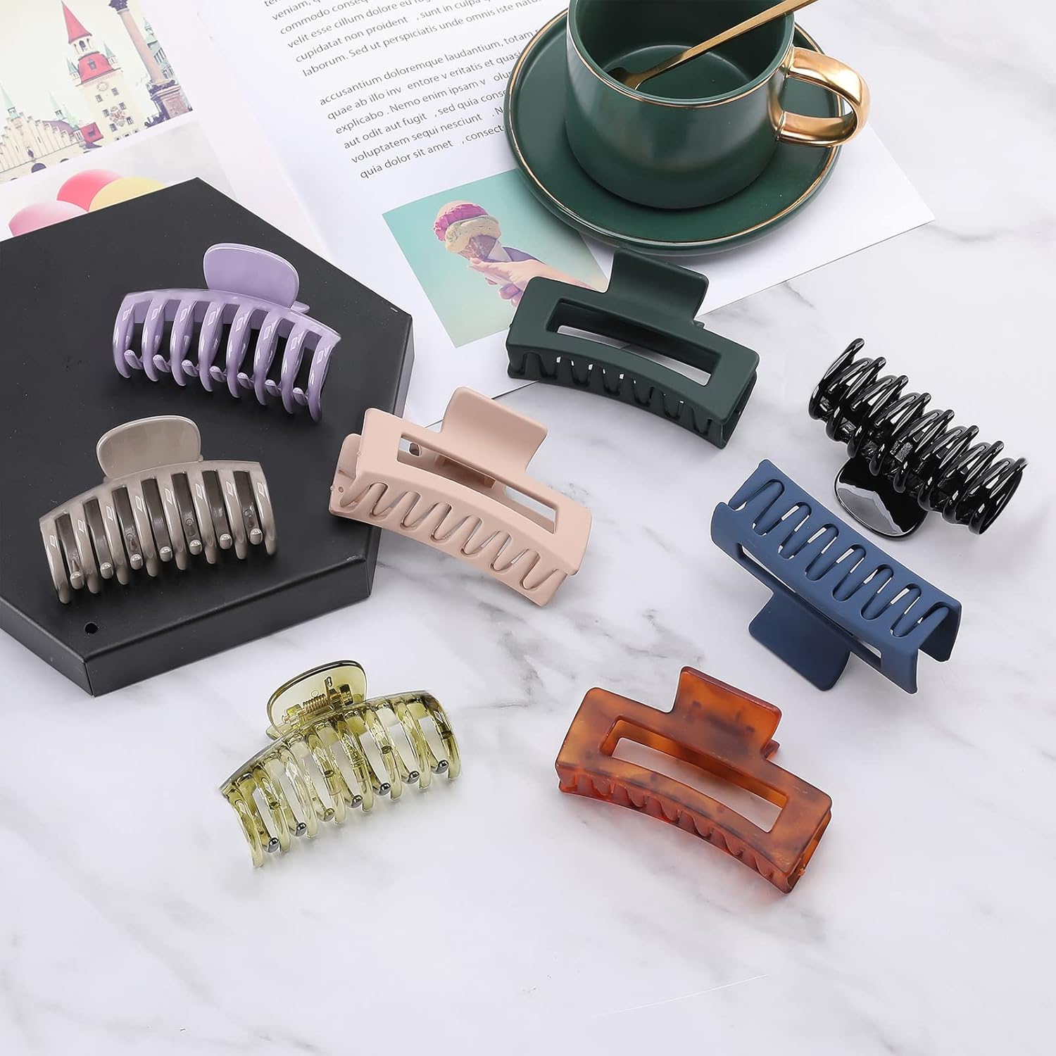Lolalet - pince à cheveux double dents 8cm - lot 8 couleurs, épais/fins