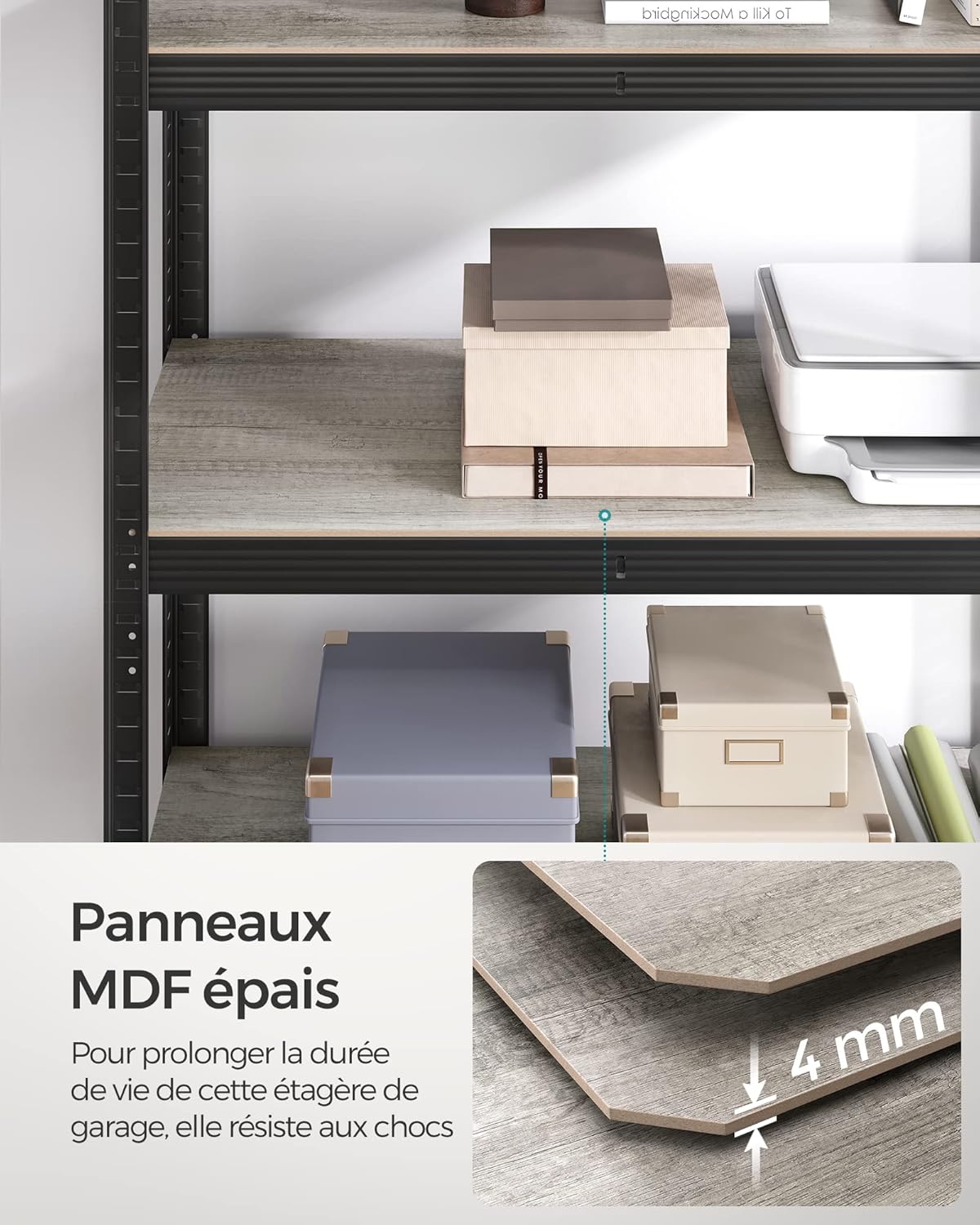 SONGMICS - étagère 5 niveaux 40x90x180 cm, 875kg, planches réglables, GLR040B22