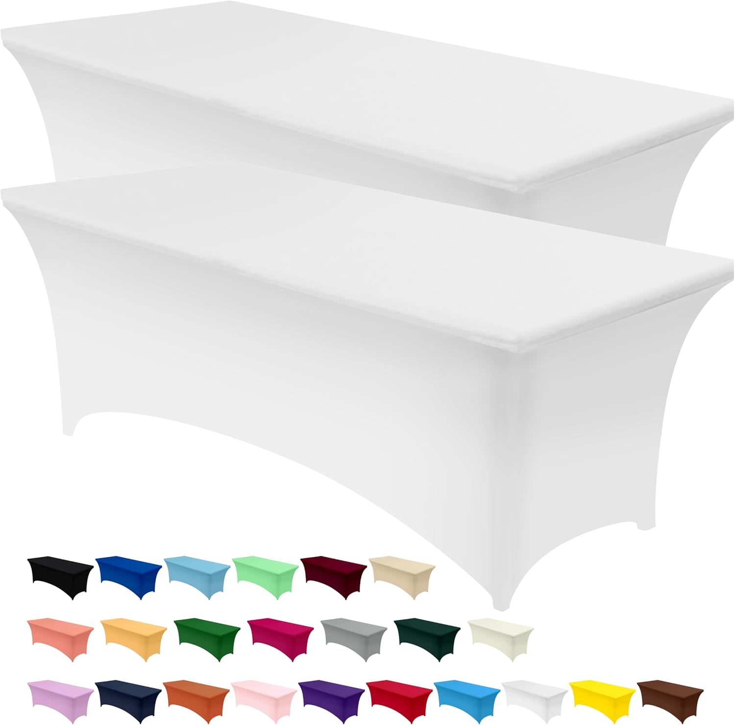 Utopia Kitchen - nappe extensible - 244 cm - polyester spandex lavable, lot de 2, Blanc