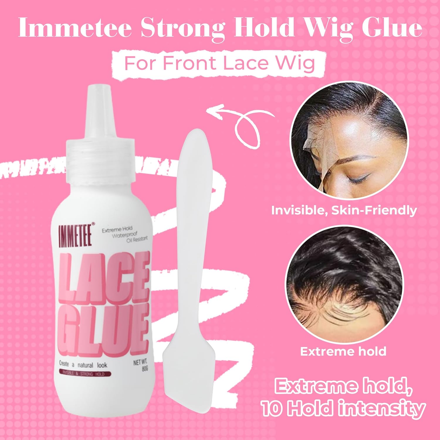 Colle à perruque - adhésif transparent forte tenue - 80g - invisible, remplacement cheveux