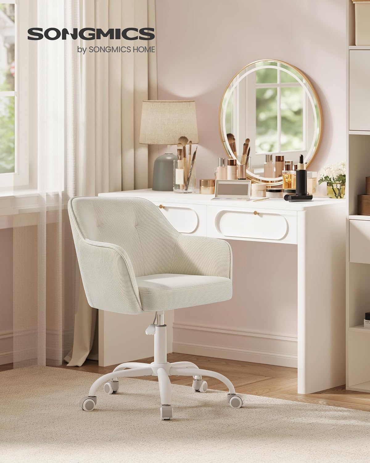 SONGMICS - fauteuil ergonomique velours, réglable, acier, 110kg - OBG019LZ01