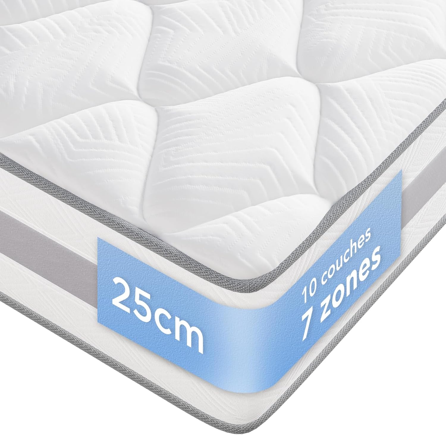 Matelas - 140x190 cm, ressorts ensachés, 7 zones, réversible, H3/H4