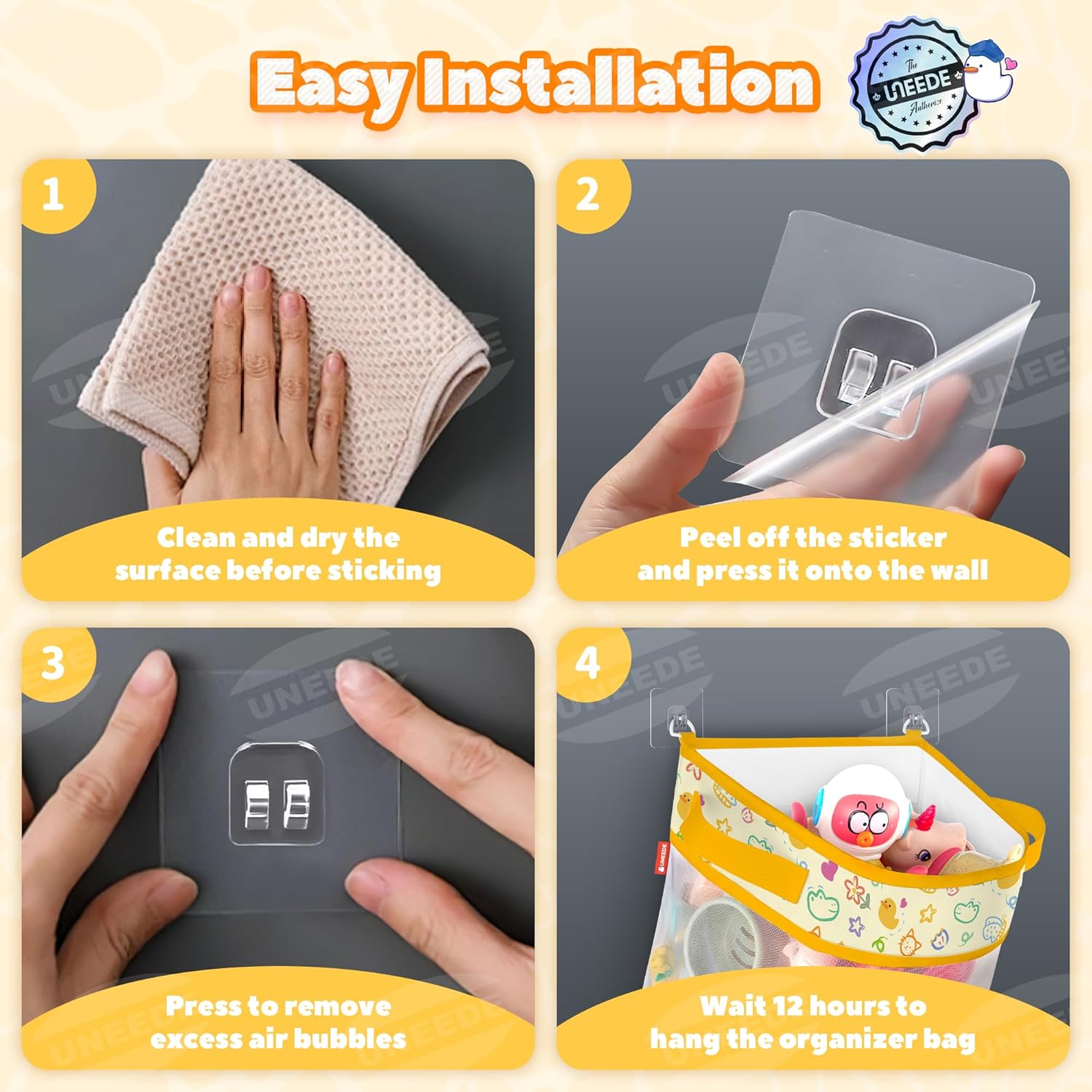 UNEEDE - rangement jouets bain canard - compact - filet pratique