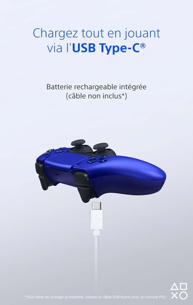 Sony - Manette DualSense PS5 - sans fil, rechargeable, Bluetooth, cobalt blue