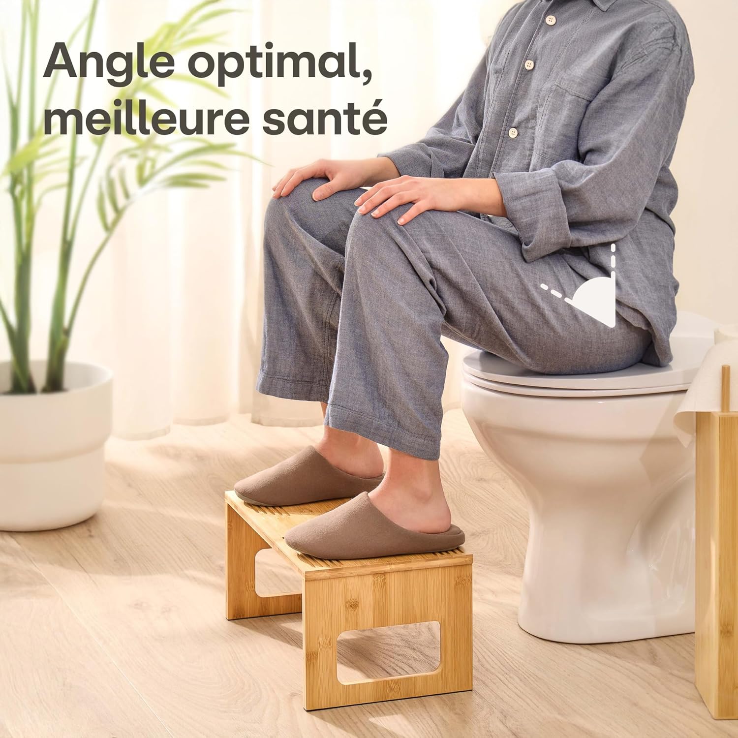 Praknu - tabouret WC bois FSC, antidérapant, ergonomique, adulte