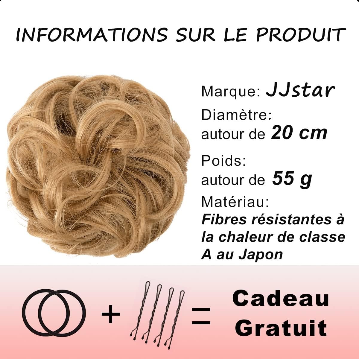JJstar - chignon postiche bouclé auburn doré - cheveux naturels