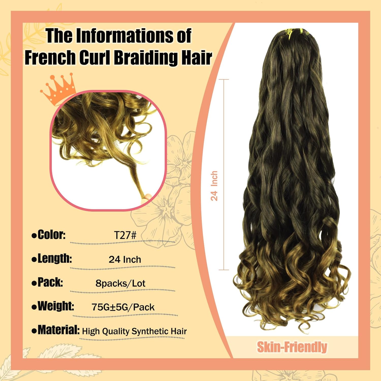 Enbeautiful - French Curl Braiding Hair 24