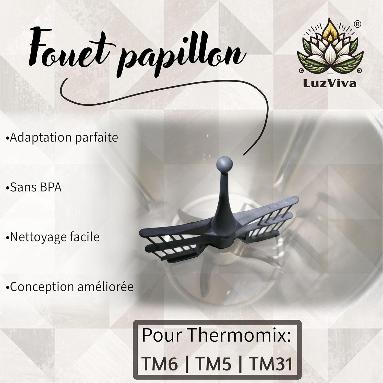 LuzViva - fouet accessoire pour Thermomix TM6/TM5/TM31 - haute qualité