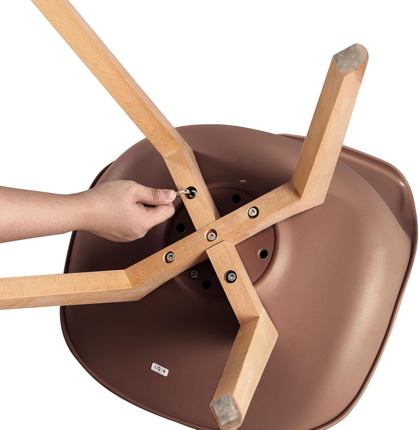 EGGREE - chaise salle à manger 8 pièces - pieds hêtre, assise rembourrée, style scandinave, brun chocolat