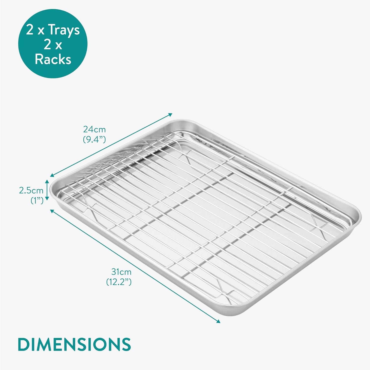 Navaris - bac cuisson inox set 2 pièces - grill rectangulaire - four pâtisserie frites