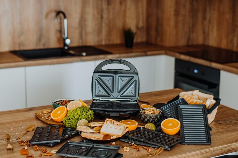 Lehmann - Sandwichmaker 5en1 - 800W - plaques antiadhésives, multi-formes