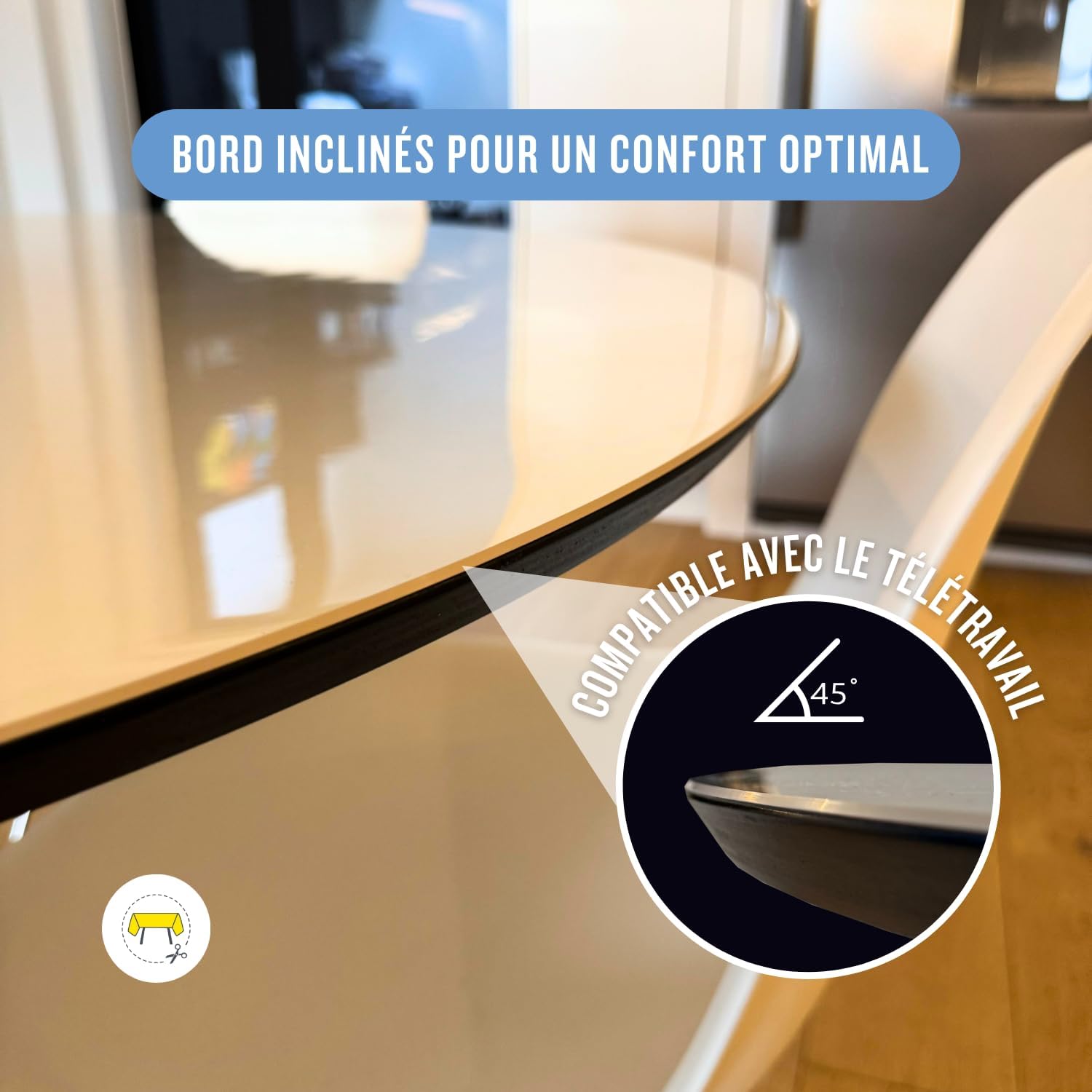 Nappe transparente ronde 120 cm, 2mm, anti-tache, lavable