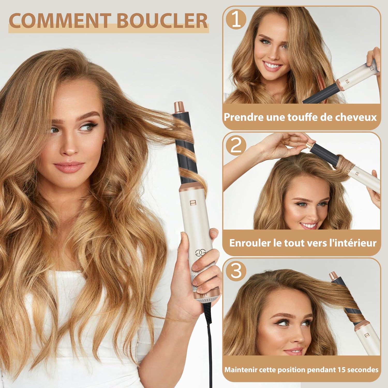 Golden Goods - Multistyler Sandstone - 5 accessoires - Sèche-cheveux coiffant 5-en-1