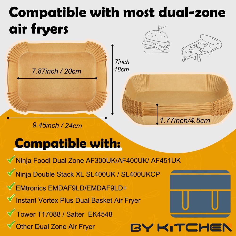BYKITCHEN - Papier cuisson air fryer - 9,5L - 120 pièces, accessoires compatibles XL SL400EU
