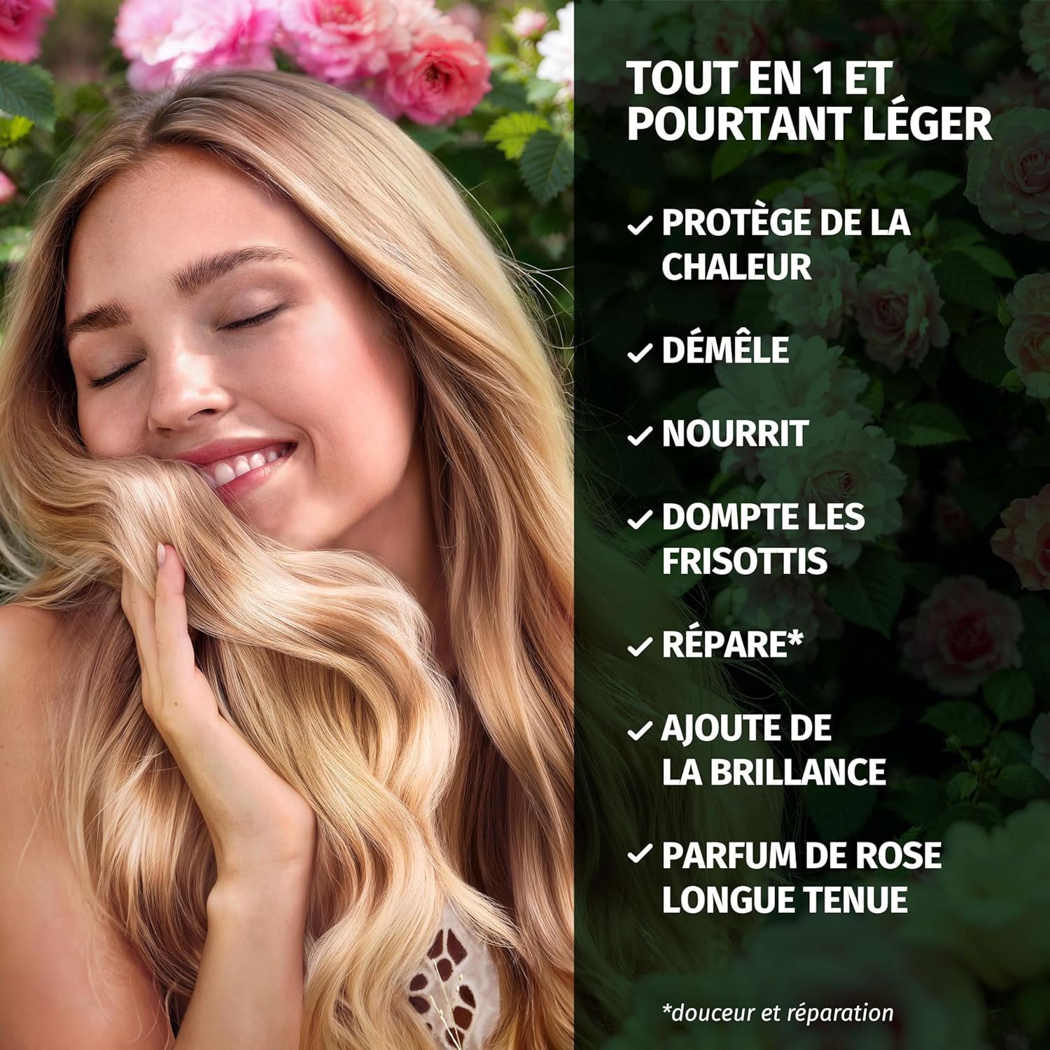 Herbal Essences - Parfum Rose Douceur - 145ml - spray nourrissant démêlant, anti-frisottis, éclat