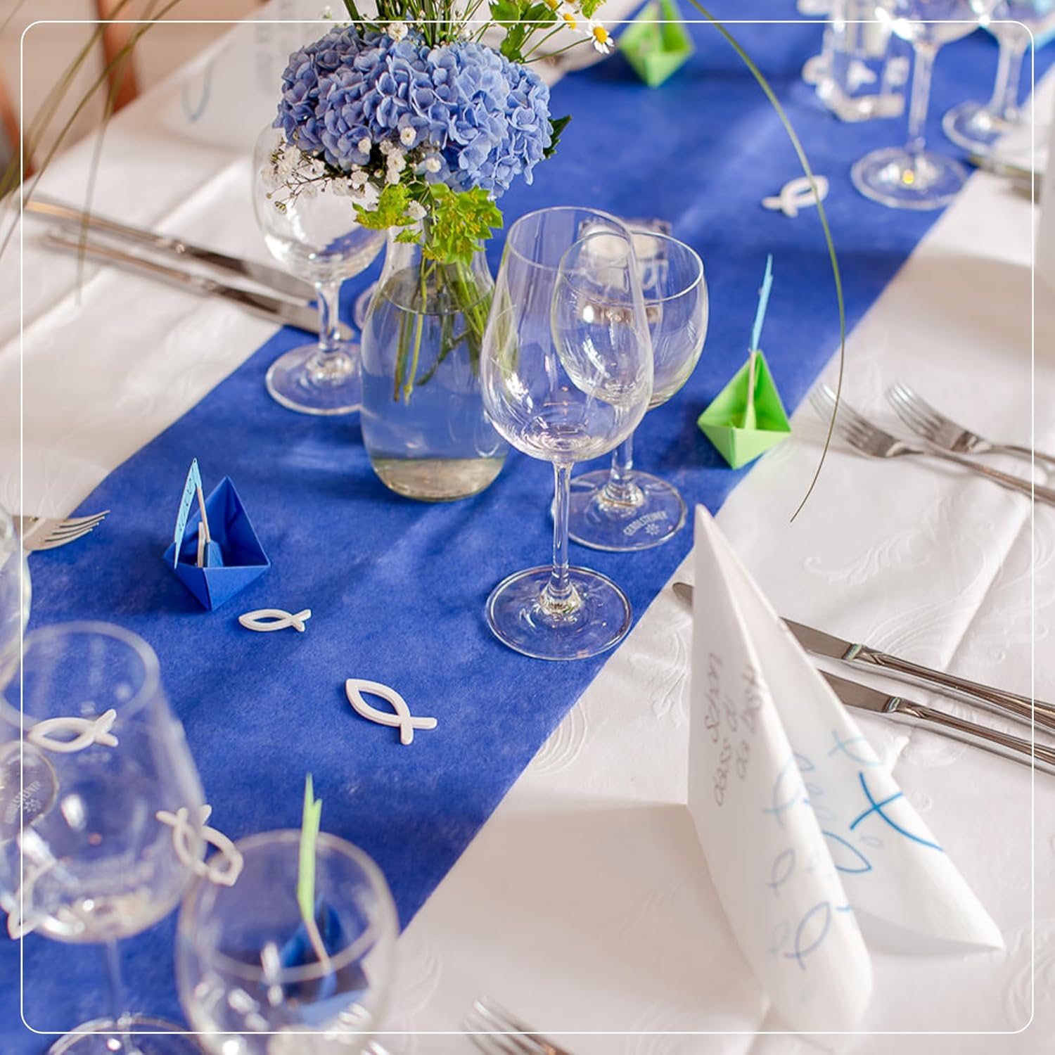 100%Mosel - Chemin de Table non-tissé - 30x2500 cm - Bleu royal, décoration occasions spéciales