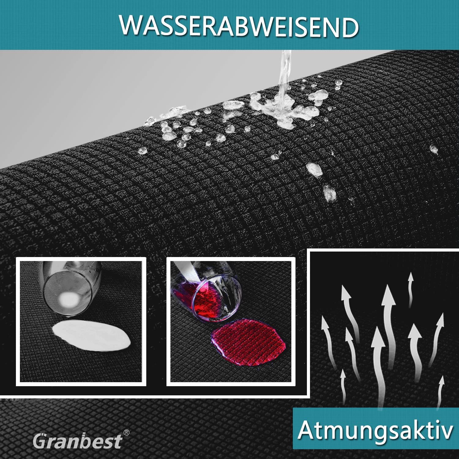 Granbest - housse futon sans bras - noir - imperméable, élastique, antidérapante