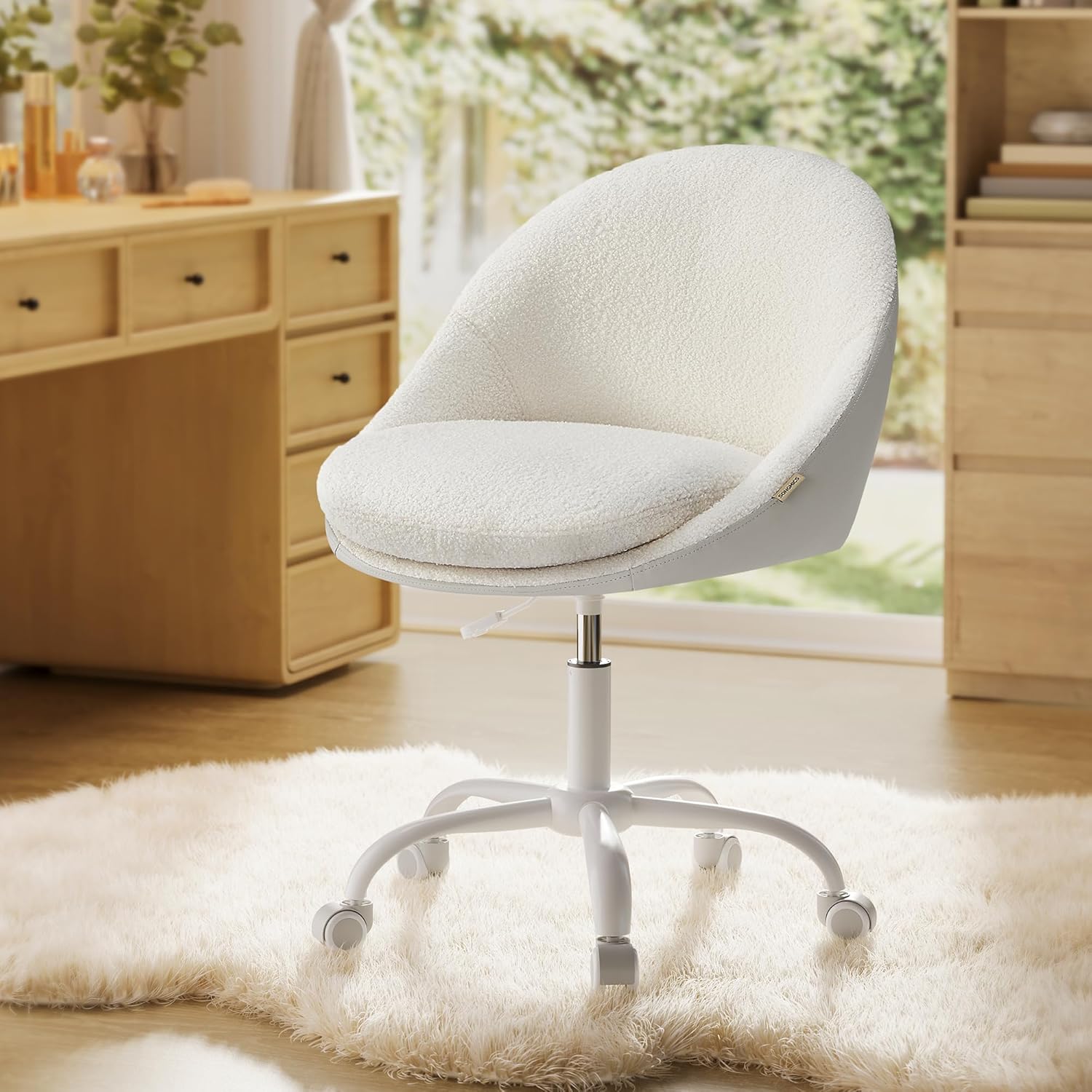 Songmics - fauteuil bureau peluche PU, hauteur réglable, confort OBG020W01