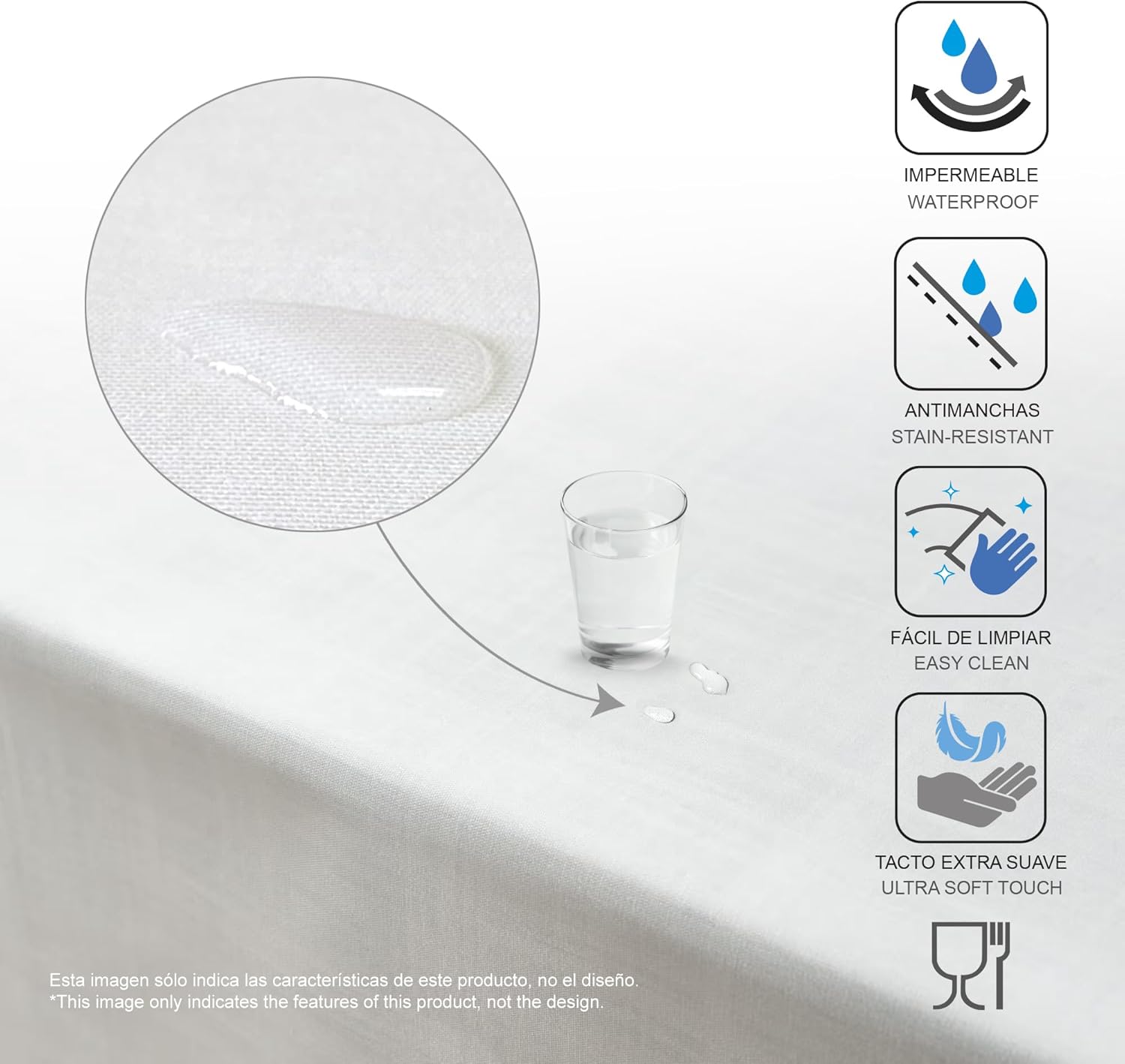 Nappe en toile cirée - rectangulaire 100x140 cm - grise, anti-taches, imperméable