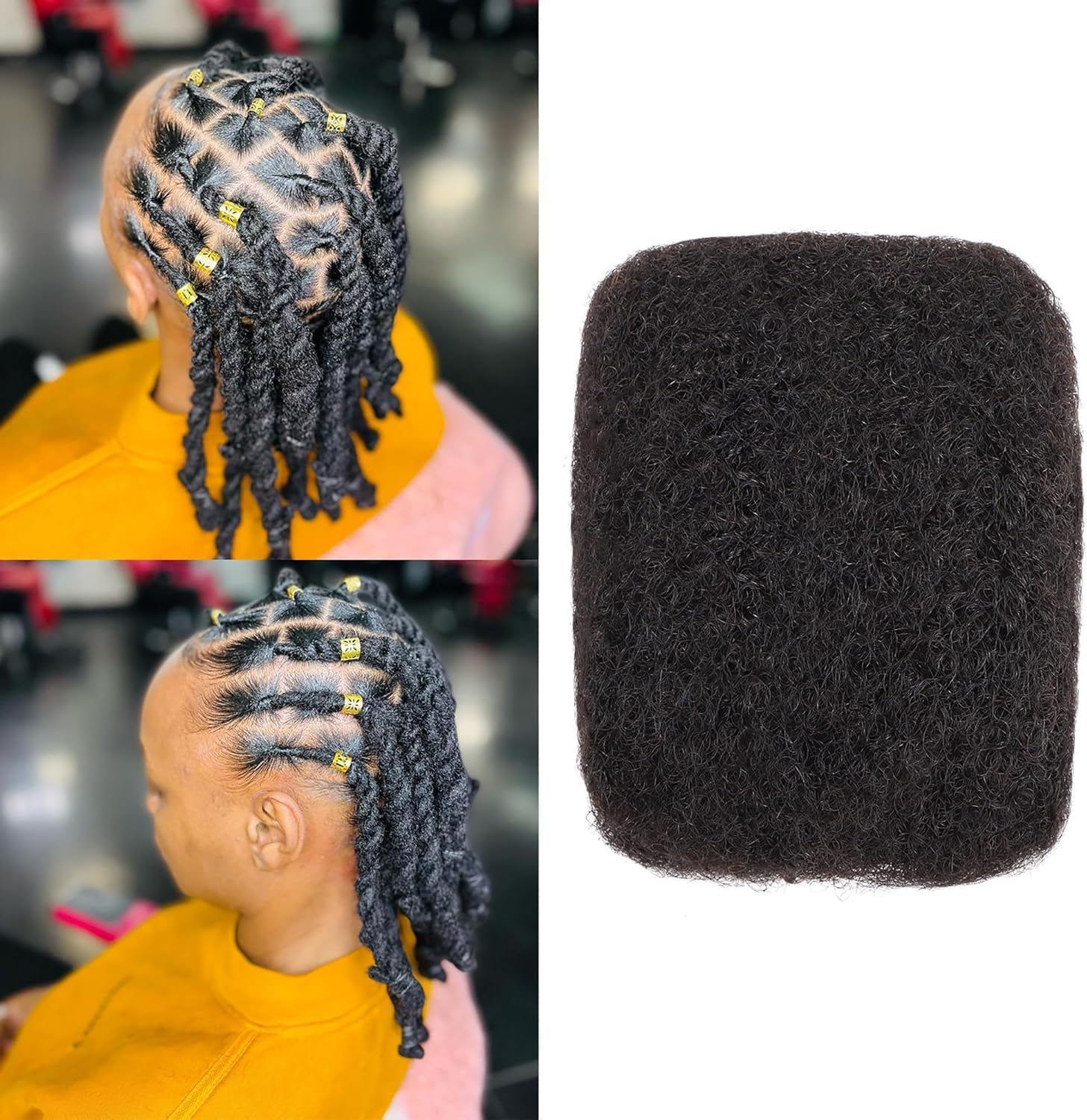 Extension cheveux naturels afro kinky, 14 pouces, 1 paquet, noir