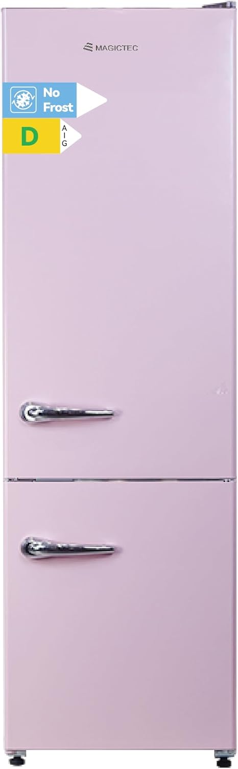 magictec - réfrigérateur vintage, 179 cm, 236L, No Frost, alarme, rose