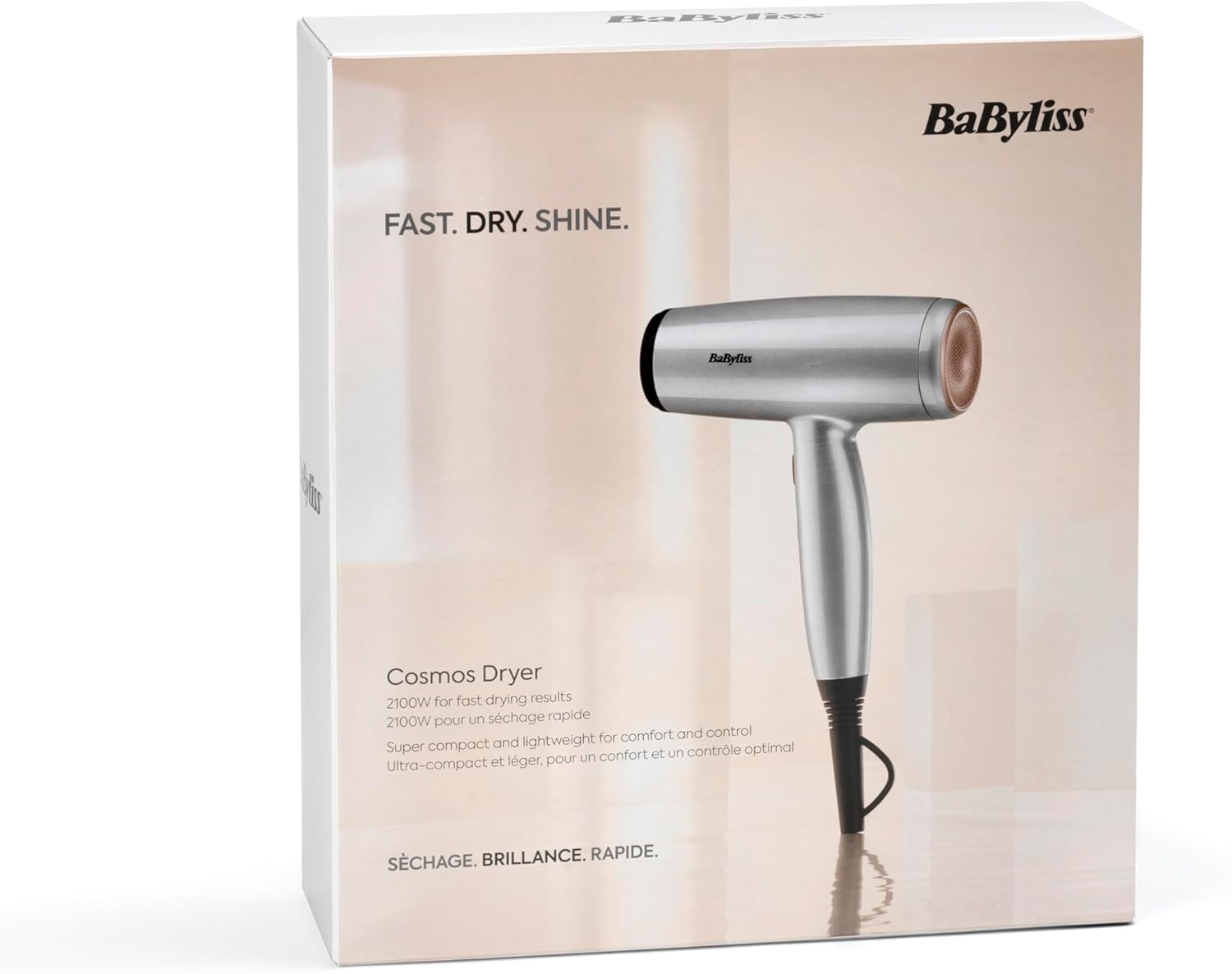 BaByliss - Cosmos, 2100W, ionique, diffuseur, 3 temp., argenté, D580DE