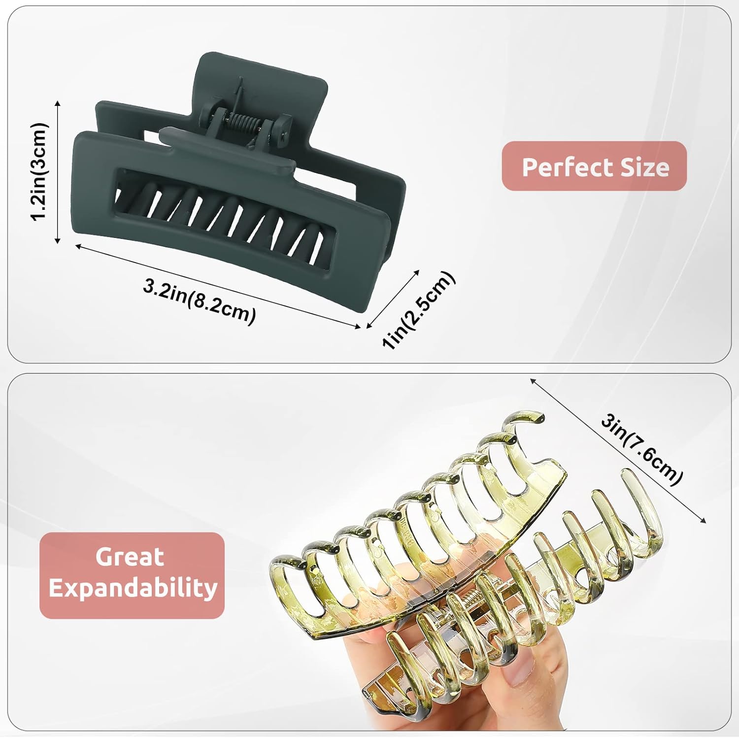 Lolalet - pince à cheveux double dents 8cm - lot 8 couleurs, épais/fins