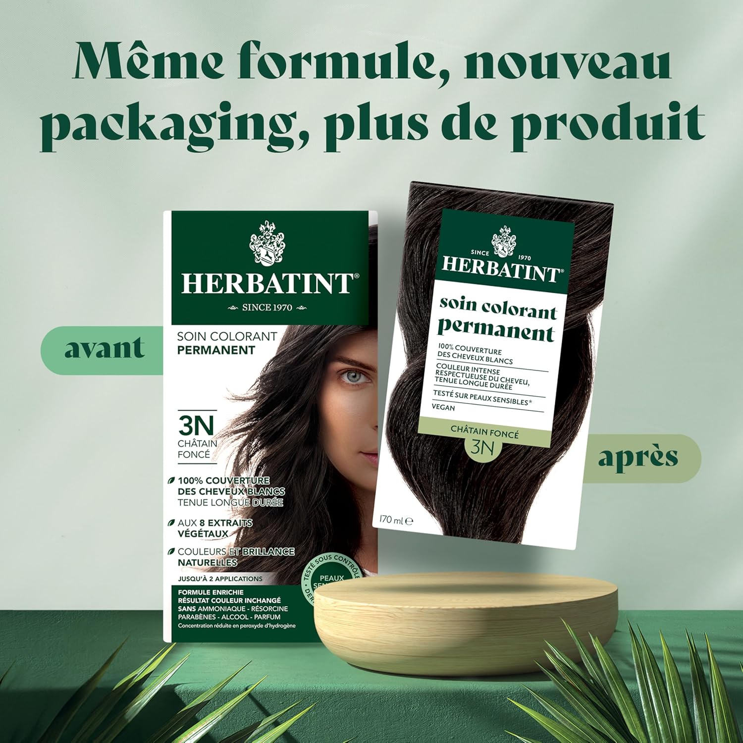 Herbatint - Soin Colorant Permanent 170ml - Châtain Foncé, Sans Ammoniaque, 8 extraits bio, 3N