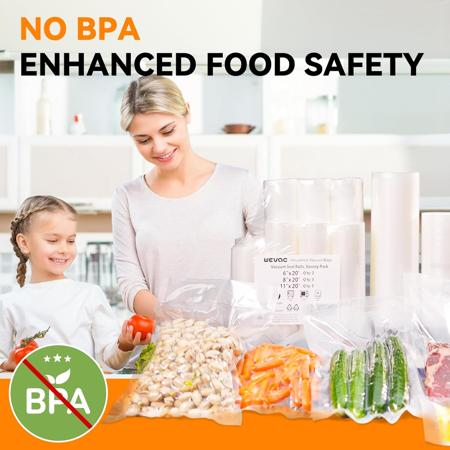 Wevac - Lite 200 Sacs - 20x30cm - sachets sous vide, sans BPA, alimentation