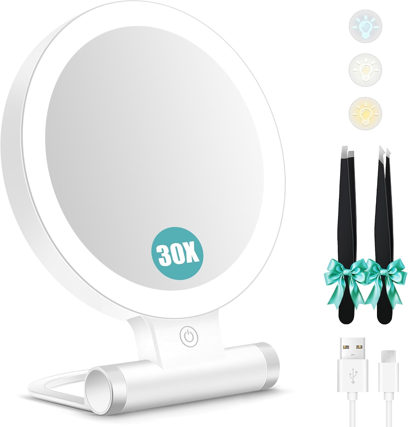 B Beauty Planet - miroir lumineux 30X/1X - blanc - grossissant, courtoisie