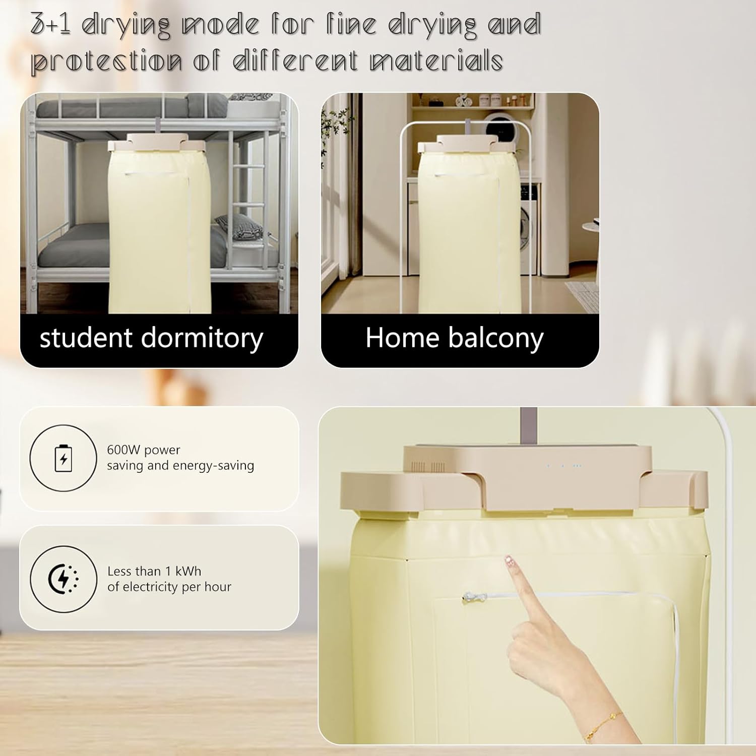 Mini sèche-linge portable extensible, UV, minuterie, compact, voyages