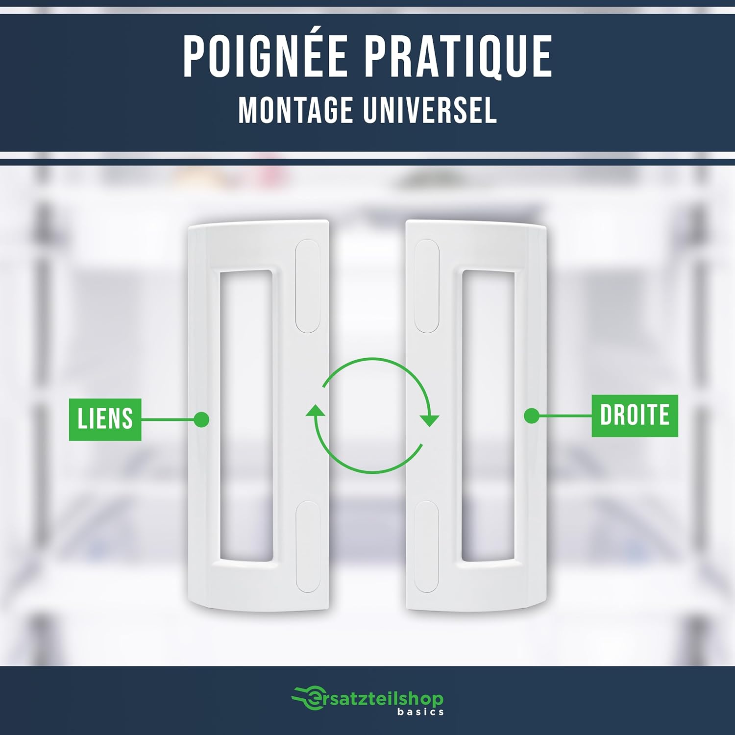 Poignée de porte universelle - blanc, 200x70mm, fixation 82-163mm, compatible Bosch Siemens